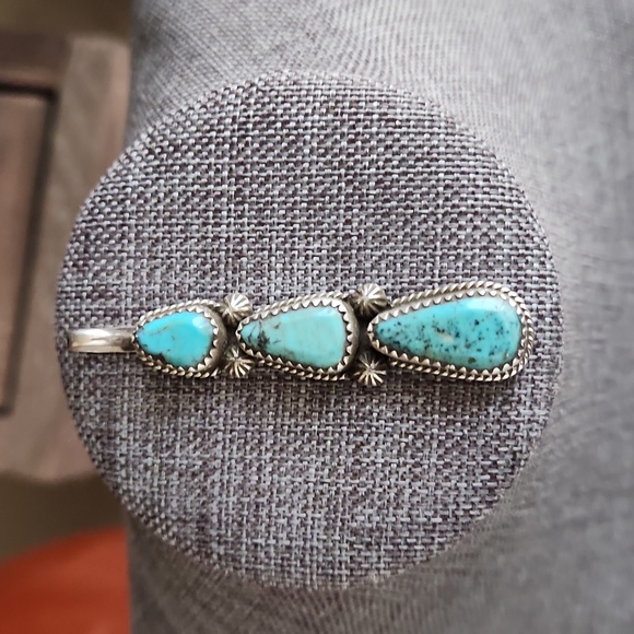 Gorgeous NWOT Native American Navajo Handmade 3 Stone Turquoise Pendant 💙🩵💙🎁 - Picture 7 of 12